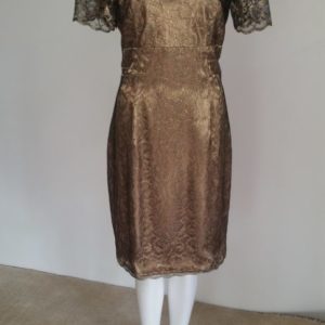Gold Lace Evening Dress - Knee Length