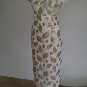 White and Gold Evening Dress