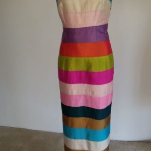 Multi-Color Stripes Silk Debourne Dress (maxi)