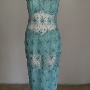 Baby-Blue Lace Evening Dress