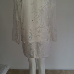 White Hand-Beaded Silk Chiffon Jacket