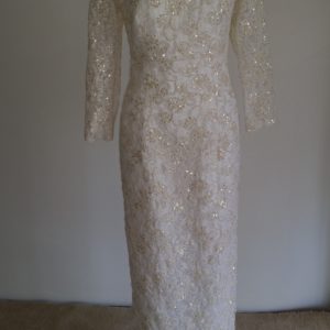 Ivory Beaded & Sequinned Lace Wedding Dress