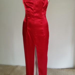 Red and White Reversible Evening Dress